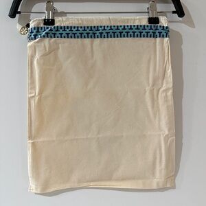 Tory Burch Cream Drawstring Dust Bag with Teal & Navy Trim